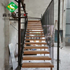 直线式钢木楼梯不锈钢绳索护栏家用楼梯酒店会所工程楼梯