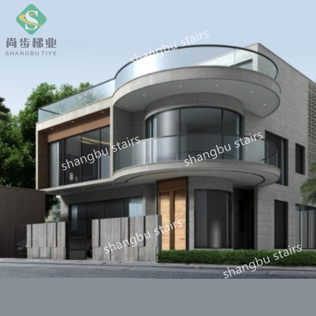 佛山尚步梯业专业生产销售栏杆护栏弧形钢化玻璃护栏玻璃护栏底槽不锈钢碳钢铝合金