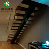 佛山尚步梯业定制生产玻璃护栏不锈钢扶手 复式楼阁楼 钢木楼梯